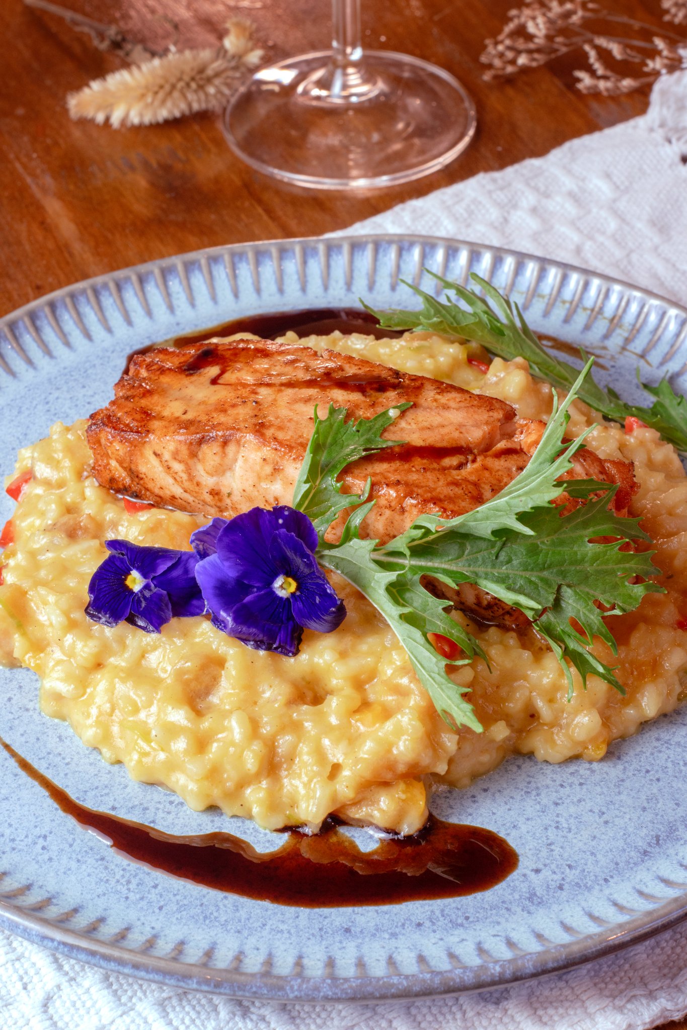 Risoto de Abacaxi com Salmão